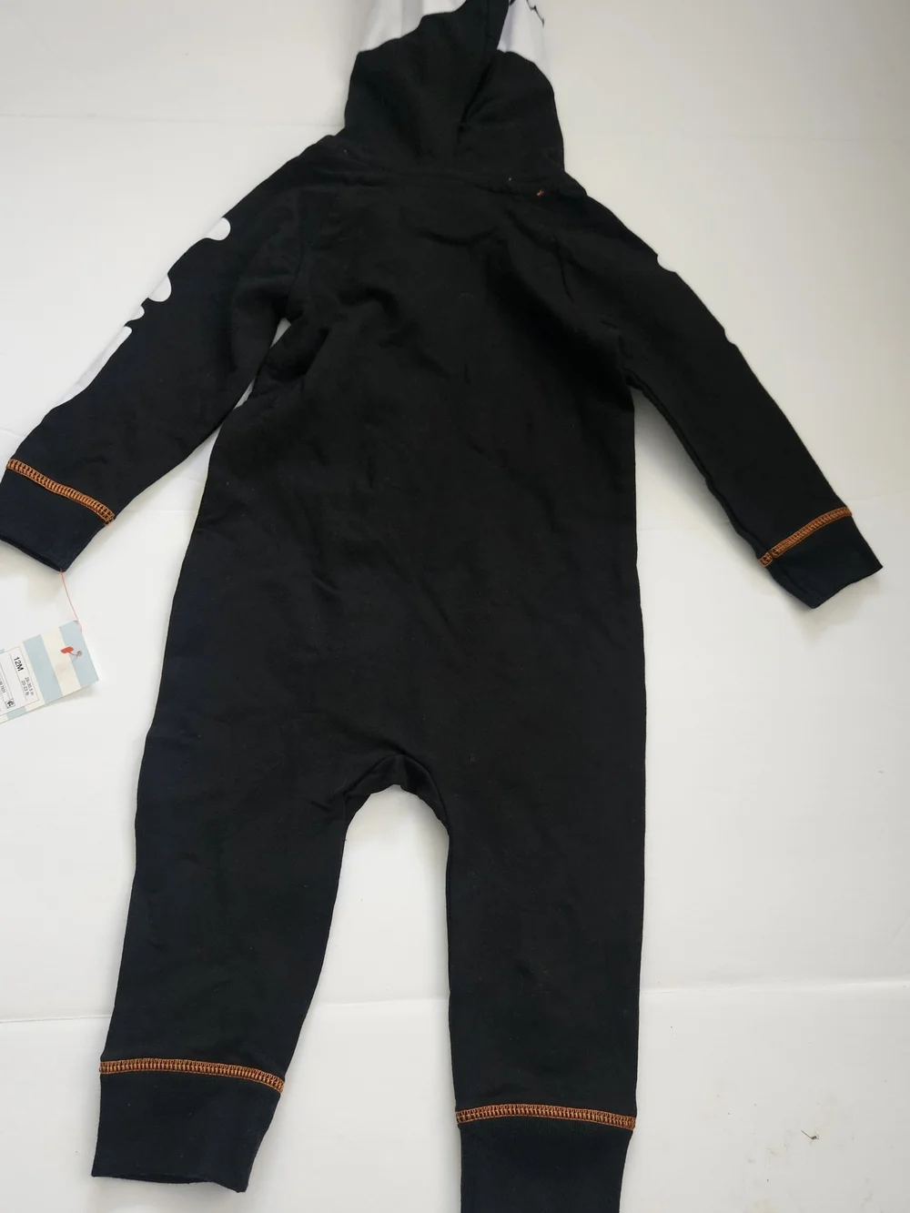 Cat & Jack Black Halloween Hooded One-Piece with Orange Zipper and Heart